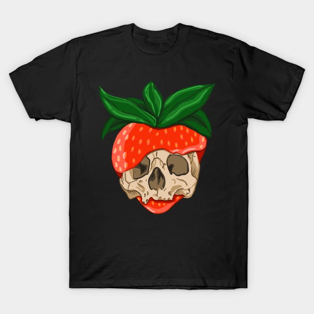 Strawberry Skull T-Shirt by RachWillz